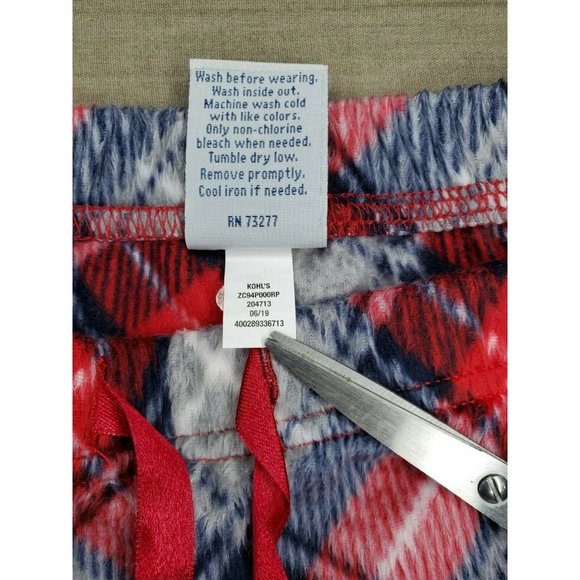 Croft & Barrow Intimates Red Gray XXL Plaid Flannel Fleece Soft Pajama Pants - Picture 9 of 9